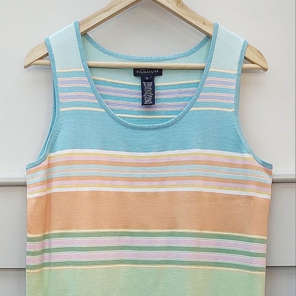 Comfy Cotton Knit Striped Dress | JONES NY | Large
